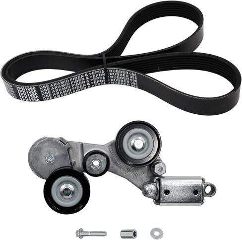 AUCERAMIC Belt Tensioner and Serpentine Belt Kit Compatible with 2013-2014 Chevy Malibu,2014 Impala,2012-2016 Buick LaCrosse,2012-2016 Regal 2.4L Replace# 12655192 in Kuwait