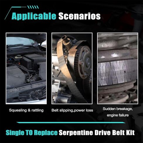 AUCERAMIC Belt Tensioner and Serpentine Belt Kit Compatible with 2013-2014 Chevy Malibu,2014 Impala,2012-2016 Buick LaCrosse,2012-2016 Regal 2.4L Replace# 12655192 in Kuwait