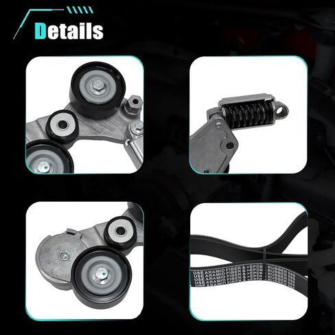 AUCERAMIC Belt Tensioner and Serpentine Belt Kit Compatible with 2013-2014 Chevy Malibu,2014 Impala,2012-2016 Buick LaCrosse,2012-2016 Regal 2.4L Replace# 12655192 in Kuwait