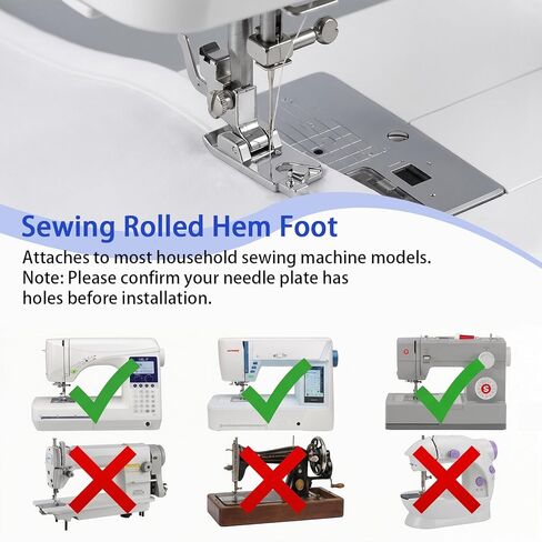 3 Size Rolled Hem Presser Foot Set - Universal Low Shank Snap-On(3mm,4mm,6mm) for Sewing Machine Supplies Rolled Hemmer Foot, Multifunctional Compatible with Singer, Brother, Janome, Babylock in Kuwait