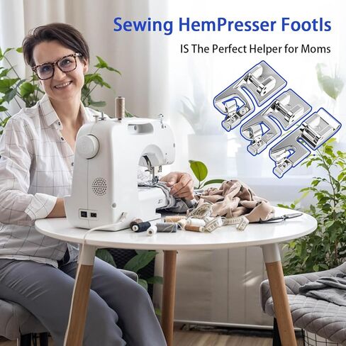 3 Size Rolled Hem Presser Foot Set - Universal Low Shank Snap-On(3mm,4mm,6mm) for Sewing Machine Supplies Rolled Hemmer Foot, Multifunctional Compatible with Singer, Brother, Janome, Babylock in Kuwait