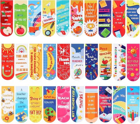 60 Pieces Teachers' Day Teacher Bookmark Teacher Appreciation Magnetic Bookmark Thank You Gifts for Teachers Magnetic Page Clips Page Markers for Women Men Teacher Party Birthday School Reading Office in Kuwait