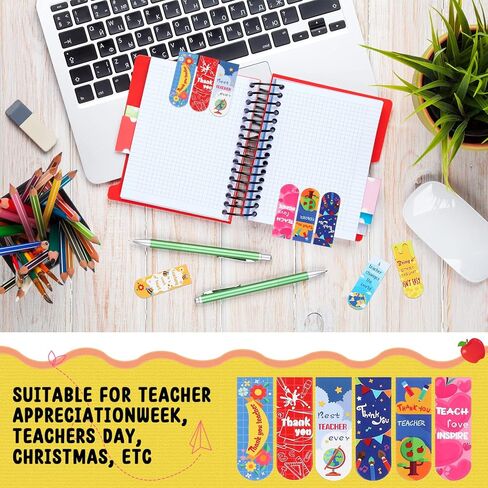 60 Pieces Teachers' Day Teacher Bookmark Teacher Appreciation Magnetic Bookmark Thank You Gifts for Teachers Magnetic Page Clips Page Markers for Women Men Teacher Party Birthday School Reading Office in Kuwait