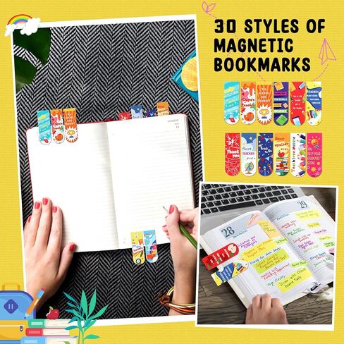 60 Pieces Teachers' Day Teacher Bookmark Teacher Appreciation Magnetic Bookmark Thank You Gifts for Teachers Magnetic Page Clips Page Markers for Women Men Teacher Party Birthday School Reading Office in Kuwait