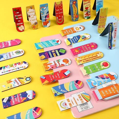 60 Pieces Teachers' Day Teacher Bookmark Teacher Appreciation Magnetic Bookmark Thank You Gifts for Teachers Magnetic Page Clips Page Markers for Women Men Teacher Party Birthday School Reading Office in Kuwait