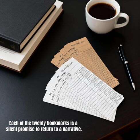 20 Pcs Reading List Bookmarks - 3x8 Inch Book Tracker & Reading Log Cards - White & Brown Bulk Book Marks for Book Lovers, Students, Teachers | Durable Cardstock Reading Accessories, Book Club Gifts in Saudi Arabia