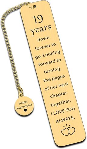 Bronze 19th Anniversary Gifts for Him Her 19th Wedding Anniversary Bookmark for Men Women 19 Years Marriage Gift for Wife Husband Parents Happy 19 Year Anniversarys Gifts for Couple Spouse in Kuwait