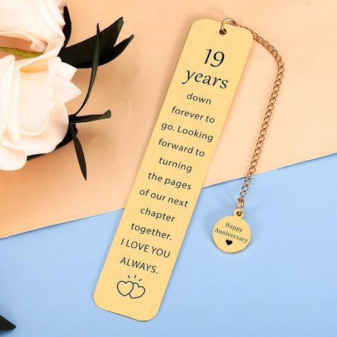 Bronze 19th Anniversary Gifts for Him Her 19th Wedding Anniversary Bookmark for Men Women 19 Years Marriage Gift for Wife Husband Parents Happy 19 Year Anniversarys Gifts for Couple Spouse in Kuwait