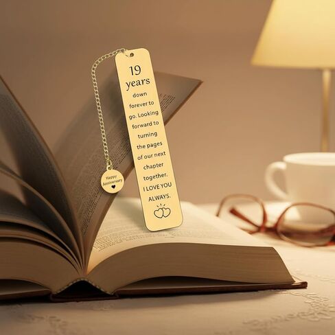 Bronze 19th Anniversary Gifts for Him Her 19th Wedding Anniversary Bookmark for Men Women 19 Years Marriage Gift for Wife Husband Parents Happy 19 Year Anniversarys Gifts for Couple Spouse in Kuwait