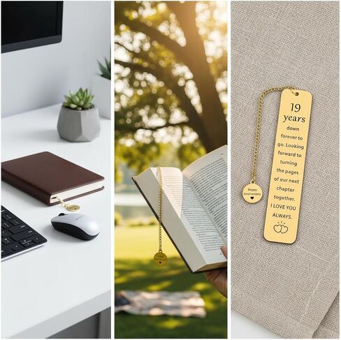 Bronze 19th Anniversary Gifts for Him Her 19th Wedding Anniversary Bookmark for Men Women 19 Years Marriage Gift for Wife Husband Parents Happy 19 Year Anniversarys Gifts for Couple Spouse in Kuwait