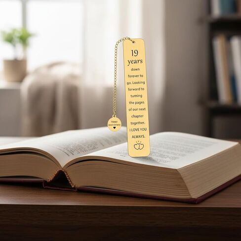 Bronze 19th Anniversary Gifts for Him Her 19th Wedding Anniversary Bookmark for Men Women 19 Years Marriage Gift for Wife Husband Parents Happy 19 Year Anniversarys Gifts for Couple Spouse in Kuwait