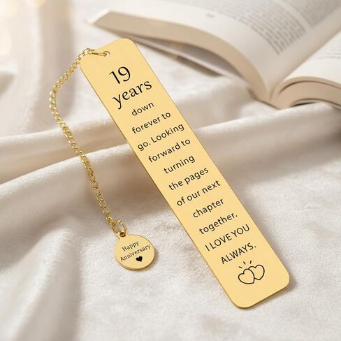Bronze 19th Anniversary Gifts for Him Her 19th Wedding Anniversary Bookmark for Men Women 19 Years Marriage Gift for Wife Husband Parents Happy 19 Year Anniversarys Gifts for Couple Spouse in Kuwait