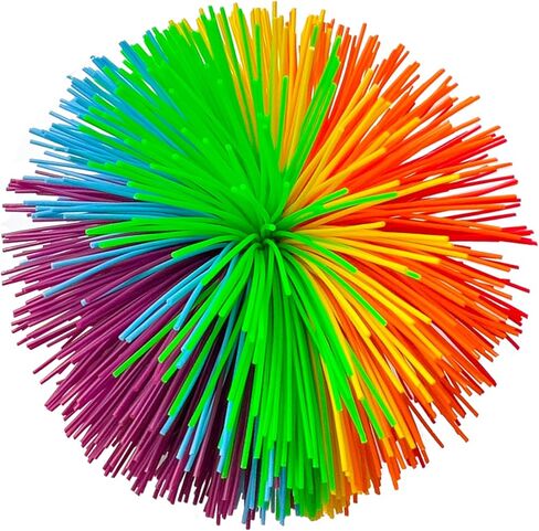 GJD Rainbow Stringy Ball, 4.5 Inch Silicone Stress Relief Toy, Stringy Sensory Ball for Kids and Adults, Multi-Color Fluffy Juggling Ball in Saudi Arabia