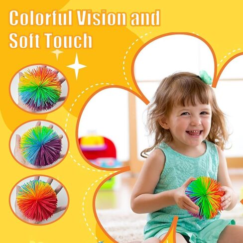 GJD Rainbow Stringy Ball, 4.5 Inch Silicone Stress Relief Toy, Stringy Sensory Ball for Kids and Adults, Multi-Color Fluffy Juggling Ball in Saudi Arabia