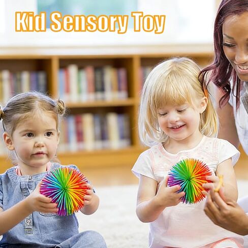 GJD Rainbow Stringy Ball, 4.5 Inch Silicone Stress Relief Toy, Stringy Sensory Ball for Kids and Adults, Multi-Color Fluffy Juggling Ball in Saudi Arabia