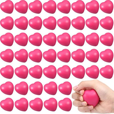 Sumind 50 Pcs Heart Shaped Stress Relief Balls 1.6"x 1.6" Squeeze Toys Slow Rising for Carnival Reward, Wedding Party Present Fillers,, Relieve Stress Toys (Rose Red Style) in Kuwait