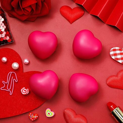 Sumind 50 Pcs Heart Shaped Stress Relief Balls 1.6"x 1.6" Squeeze Toys Slow Rising for Carnival Reward, Wedding Party Present Fillers,, Relieve Stress Toys (Rose Red Style) in Kuwait