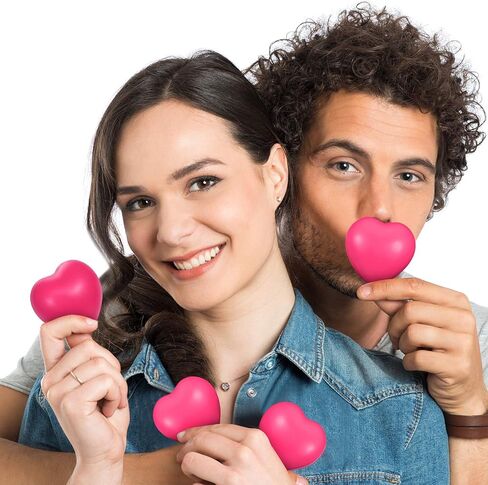 Sumind 50 Pcs Heart Shaped Stress Relief Balls 1.6"x 1.6" Squeeze Toys Slow Rising for Carnival Reward, Wedding Party Present Fillers,, Relieve Stress Toys (Rose Red Style) in Kuwait