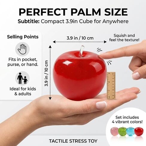 Apple Squishy, Slow Rising Stress Relief Toy Giant Jumbo Fruit Squeeze Fidget Cute Realistic Moldable Apples Shaped Squeezes Balls Relaxing Sensory Toy Soft Stress Squishy Birthday Gift in Saudi Arabia