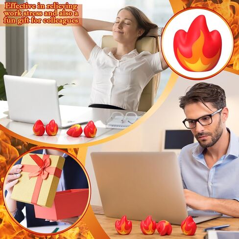 Soulchen 48 قطعة من كرات الضغط اللهب المضحكة لضغط النار وتخفيف التوتر للأطفال والكبار، هدايا الحفلات بطابع النار، هدايا تقدير لزملاء العمل في مكتب عيد الميلاد (لهب) in Saudi Arabia