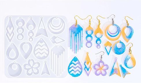 1pc Earrings Pendant Silicone Mold Bohemian Flower Oval Resin Mold for DIY Epoxy Resin Casting Craft Necklace Keychain Jewelry Making in Kuwait