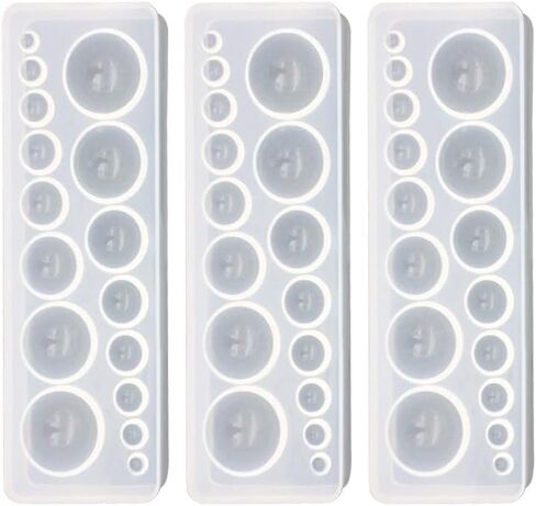 3Pcs Gem Silicone Mold - Round & Sphere Resin Pendant Molds for Jewelry Making, Earrings, DIY Crafting Projects in Kuwait