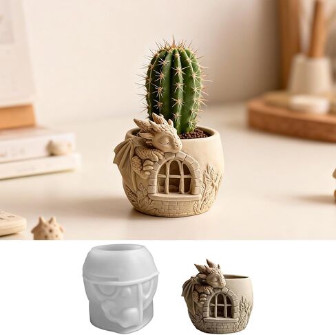 Dragon Castle Flower Pot Silicone Resin Molds, Animal Making Decor Art Crafts, Pen Holder Storage Box Vessel Mold Epoxy Resin Plaster Mold Concrete Clay for Potted Plant Ornaments Trinket Container in Saudi Arabia