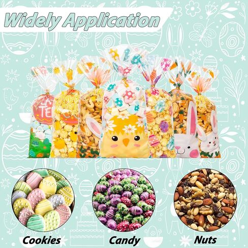 GOMANCHE 120 Pieces Valentine's Day Cellophane Bags, 6 Assorted Styles Valentines Treat Bags, Valentines Goodies Bags with 120 Pieces Gold Twist Ties for Valentines Party Favors Supplies in Kuwait
