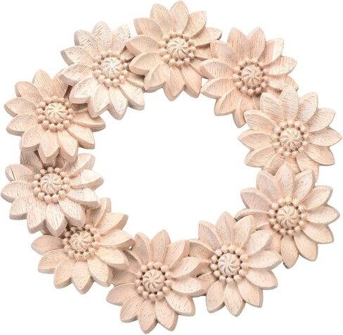 10-Pack Wood Rosettes Little Flowers Onlay Appliques (Dia-5cm/2), Unpainted Round Wood Appliques Decorative Carving Craft Decals for Home Chests Cabinet Door Cupboard Dresser Wardrobe Furniture Decor in Saudi Arabia