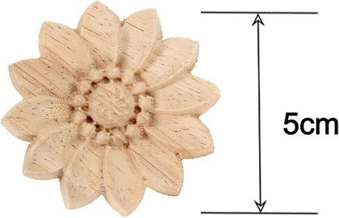 10-Pack Wood Rosettes Little Flowers Onlay Appliques (Dia-5cm/2), Unpainted Round Wood Appliques Decorative Carving Craft Decals for Home Chests Cabinet Door Cupboard Dresser Wardrobe Furniture Decor in Saudi Arabia