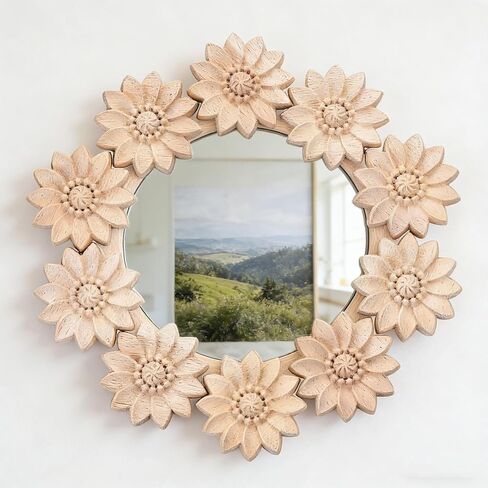 10-Pack Wood Rosettes Little Flowers Onlay Appliques (Dia-5cm/2), Unpainted Round Wood Appliques Decorative Carving Craft Decals for Home Chests Cabinet Door Cupboard Dresser Wardrobe Furniture Decor in Saudi Arabia