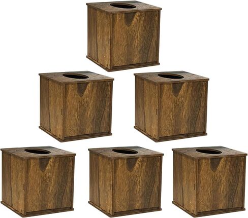 6 Pack Square Tissue Box Cover (6 x 6 x 6 inches) Rustic Wood Tissue Box Holder with Slidingout Bottom Wooden Tissue Box Cover Cube for Tabletop Stands Bathroom Bedroom Dinner Table in Kuwait