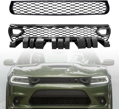 Front Upper Lower Grille For 2015-2021 Dodge Charger SRT Scat Pack Daytona Mesh Bumper Grill 68394592AA 68417505AB (LOWER) in Saudi Arabia