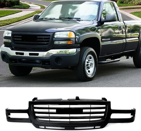 MIC Front Grille Grill Assembly Compatible with 2003-2006 GMC Sierra 2500 HD & 2007 GMC Sierra 2500 HD Classic & 2003-2006 GMC Sierra 3500 (Matte Black) in Saudi Arabia