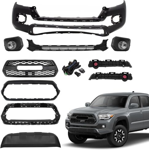Front Bumper Assembly Body Kit Fit For 2016-2023 Toyota Tacoma Front Bumper With Grille Assembly & Fog Lights Set Black 12Pcs Replacement Accessories in Saudi Arabia