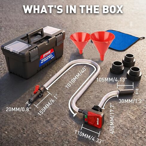 Automatic Fuel Transfer Pump with Auto-Stop, 3.2 GPM Battery Operated Gas Pump, Gas Can Pump, 48" Hose, 3 Adapters, Funnels, Portable Fuel Transfer Kit with Carrying Case, Batteries Included in Saudi Arabia