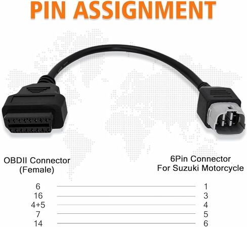 OBD 6Pin Motorrad Adapter Cable 6 Pin to 16Pin Motorbike obdii Motorcycle Diagnostic Cable connctor Compatible with Suzuki Motorcycle Moto in Saudi Arabia