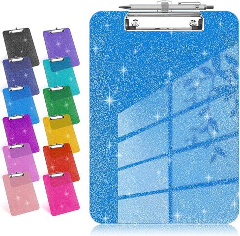 HWPRATO Glitter Clipboard with Pen Holder, Plastic Clipboards with Retractable Hook, Sparkly Clip Board for Nurse, Teather, Student, Coach (Hot Pink) in Kuwait