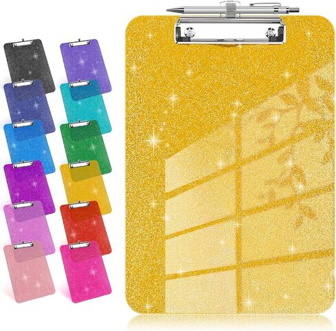 HWPRATO Glitter Clipboard with Pen Holder, Plastic Clipboards with Retractable Hook, Sparkly Clip Board for Nurse, Teather, Student, Coach (Hot Pink) in Kuwait
