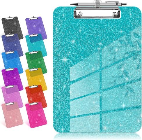 HWPRATO Glitter Clipboard with Pen Holder, Plastic Clipboards with Retractable Hook, Sparkly Clip Board for Nurse, Teather, Student, Coach (Hot Pink) in Kuwait