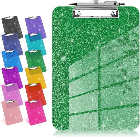 HWPRATO Glitter Clipboard with Pen Holder, Plastic Clipboards with Retractable Hook, Sparkly Clip Board for Nurse, Teather, Student, Coach (Hot Pink) in Kuwait