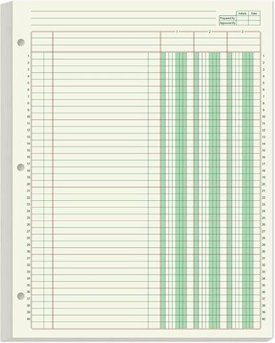 Columnar Analysis Pad 3 Column Ledger - 3 Hole Punched Accounting Ledger Book Refills, 50 Sheets/100 Pages Ledger Format Columnar for Business Bookkeeping, 100Gsm Paper, 8.5" x 11" in Saudi Arabia