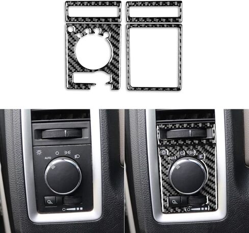 Real Carbon Fiber Headlight Switch Panel and Air Conditioner Outlet Vent Frame Trim Cover Sticker Compatible with Ram 1500 2500 3500 2013-2018Auto Interior Accessories Black 4pcs in Saudi Arabia