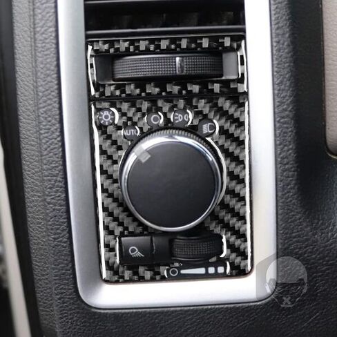 Real Carbon Fiber Headlight Switch Panel and Air Conditioner Outlet Vent Frame Trim Cover Sticker Compatible with Ram 1500 2500 3500 2013-2018Auto Interior Accessories Black 4pcs in Saudi Arabia