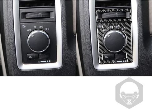 Real Carbon Fiber Headlight Switch Panel and Air Conditioner Outlet Vent Frame Trim Cover Sticker Compatible with Ram 1500 2500 3500 2013-2018Auto Interior Accessories Black 4pcs in Saudi Arabia