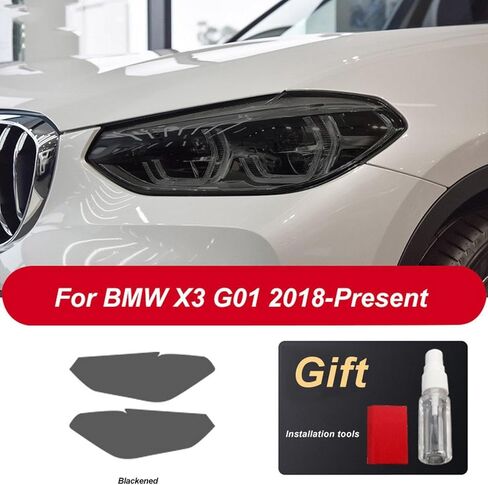 Car Front Light Film for BMW X3 F25 G01 M 2014-2024 2 Pcs Car Headlight Tint Black Protective Film Vinyl Protection Transparent TPU Sticker in Kuwait