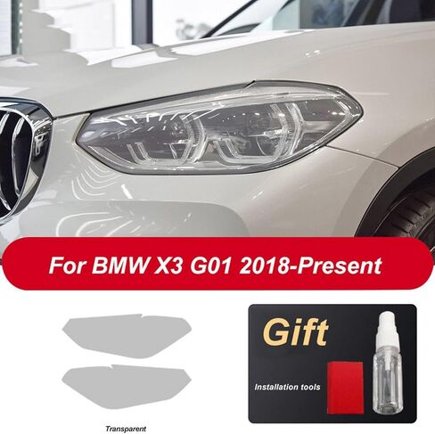 Car Front Light Film for BMW X3 F25 G01 M 2014-2024 2 Pcs Car Headlight Tint Black Protective Film Vinyl Protection Transparent TPU Sticker in Kuwait