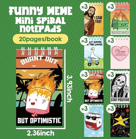 24 Pcs Funny Meme Mini Spiral Notebooks Sarcastic Relatable Meme Pocket Notepads Journals Novelty Memo Pads for Birthday Party Favors Office Coworker Employee Supplies Hilarious Gifts, 8 Designs in Saudi Arabia