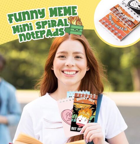 24 Pcs Funny Meme Mini Spiral Notebooks Sarcastic Relatable Meme Pocket Notepads Journals Novelty Memo Pads for Birthday Party Favors Office Coworker Employee Supplies Hilarious Gifts, 8 Designs in Saudi Arabia