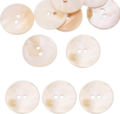MECCANIXITY 10Pcs Round Natural Shell Buttons,25mm 2 Holes Mother of Pearl Craft Seashell Sewing Buttons for Clothes Shirts Dresses Sewing DIY Craft Making, Brown Grey in Kuwait